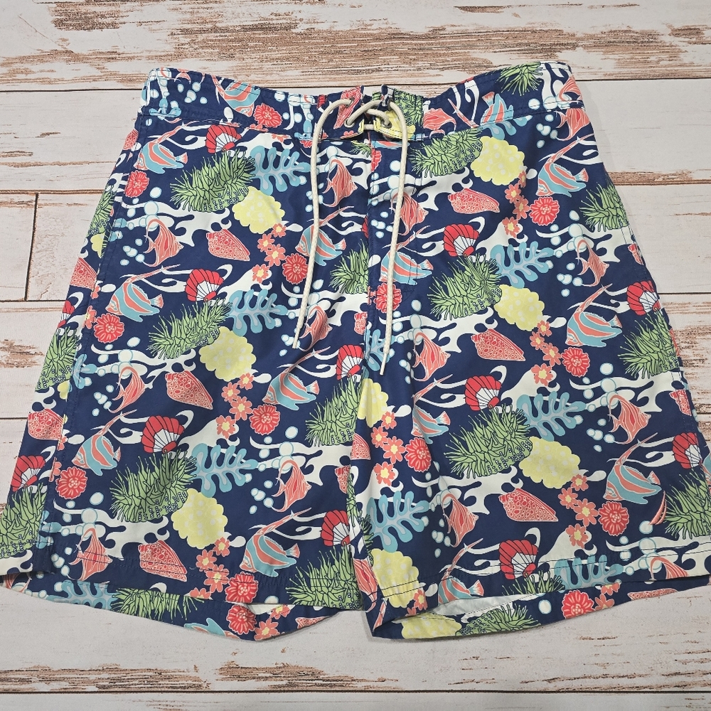 Nautica Men's Novelty Tropical Reef Fish Print Colorful Swim Board Shorts L
